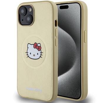 Hello Kitty HKHMP14SPGHCKD iPhone 14 / 15 / 13 6.1" złoty/gold hardcase Leather Kitty Head MagSafe