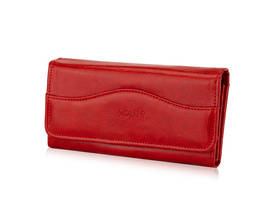 Skórzany portfel damski Solier P34 czerwony