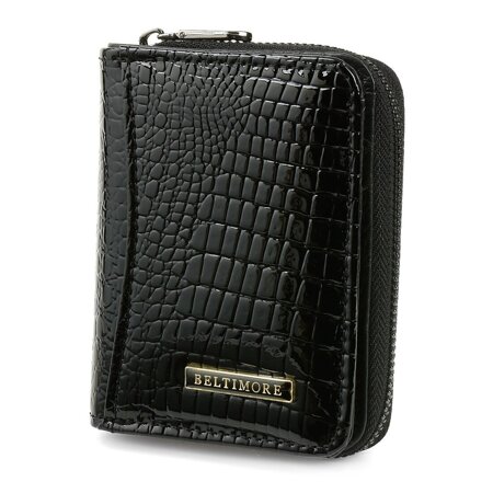 Czarny mały portfel damski skórzany lakierowany Beltimore A05
