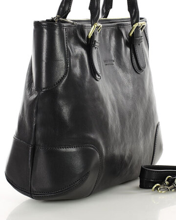 Torebka do ręki kuferek genuine leather made in italy - MARCO MAZZINI czarny
